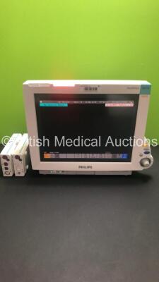 Philips IntelliVue MP70 Patient Monitor M8007A *Mfd 2006* with Philips M3001A Module with Press, Temp, NBP, SPO2 and ECG/Resp Options *Mfd 2006* and Philips M3015A Microstream Module with Press Temp and CO2 Options *Mfd 2006* (Powers Up) *S/N DE61744516 /