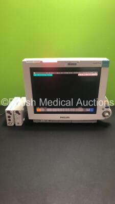 Philips IntelliVue MP70 Patient Monitor M8007A *Mfd 2006* with Philips M3001A Module with Press, Temp, NBP, SPO2 and ECG/Resp Options *Mfd 2006* and Philips M3015A Microstream Module with Press Temp and CO2 Options *Mfd 2019* (Powers Up) *S/N DE61744526 /