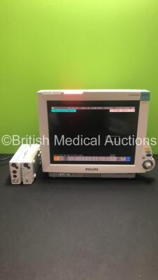 Philips IntelliVue MP70 Patient Monitor M8007A *Mfd 2006* with Philips M3001A Module with Press, Temp, NBP, SPO2 and ECG/Resp Options *Mfd 2006* and Philips M3015A Microstream Module with Press Temp and CO2 Options *Mfd 2010* (Powers Up) *S/N DE61744500 /