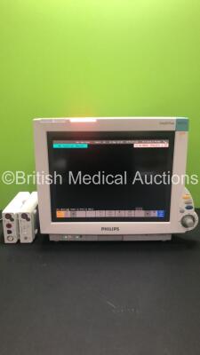 Philips IntelliVue MP70 Patient Monitor M8007A *Mfd 2006* with Philips M3001A Module with Press, Temp, NBP, SPO2 and ECG/Resp Options *Mfd 2020* and Philips M3015A Microstream Module with Press Temp and CO2 Options *Mfd 2019* (Powers Up) *S/N DE6520FW1U /