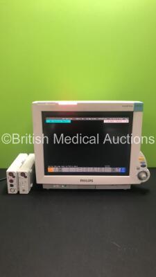 Philips IntelliVue MP70 Patient Monitor M8007A *Mfd 2006* with Philips M3001A Module with Press, Temp, NBP, SPO2 and ECG/Resp Options *Mfd 2018 * and Philips M3015A Microstream Module with Press Temp and CO2 Options *Mfd 2019* (Powers Up) *S/N DE6520HZ87 