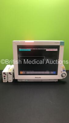 Philips IntelliVue MP70 Patient Monitor M8007A *Mfd 2006* with Philips M3001A Module with Press, Temp, NBP, SPO2 and ECG/Resp Options *Mfd 2017* and Philips M3015A Microstream Module with Press Temp and CO2 Options *Mfd 2019* (Powers Up) *S/N DEDE5630GVEA