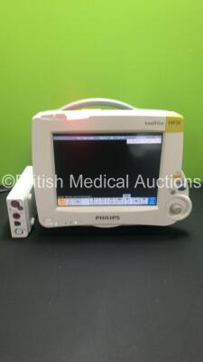 Philips IntelliVue MP30 Patient Monitor M8002A Ref 862135 *Mfd 2010* with Philips M3001A Ref 862442 Module with NBP, SPO2, ECG Resp, Press and Temp Options (Powers Up) *S/N DE72880768 / DE5630GNHY*