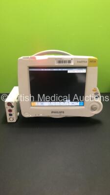 Philips IntelliVue MP30 Patient Monitor M8002A Ref 862135 *Mfd 2010* with Philips M3001A Ref 862442 Module with NBP, SPO2, ECG Resp, Press and Temp Options (Powers Up) *S/N DE72880757 / DE9070BCZM*