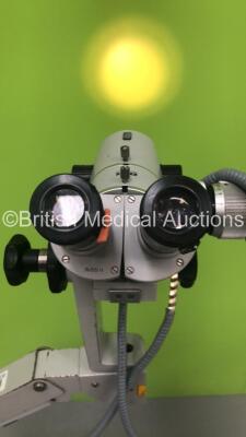 Zeiss OPMI 1-F Colposcope on Stand with 2 x 12,5x Eyepieces,f=137 Attachment and f 250 Lens (Powers Up with Good Bulb-Damaged Light Source Cable-See Photos) * SN 119810 * - 2