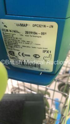 2 x GE ProCare Auscultatory 300 Patient Monitors on Stands with 2 x SpO2 Finger Sensors,2 x BP Hoses and 1 x BP Cuff (Both Power Up with Errors-See Photos) * SN 2019194-001 / 2019194-001 * - 5