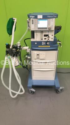 Drager Fabius Tiro Anaesthesia Machine Ref 8606000-75 Software Version 3.37a Total Hours Run 1075 Total Ventilator Hours Run 206 with Bellows,Absorber,Hoses and Oxygen Mixer (Powers Up) * SN ASFK0144 * * Mfd 2014 *