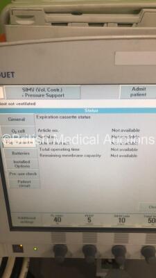 Maquet Servo i Ventilator System Version V7.0 System Software Version V7.00.02 Total Operating Hours 71256 (Powers Up - No Stand - Screen Not Attached to Body) *S/N FS0146749* - 5