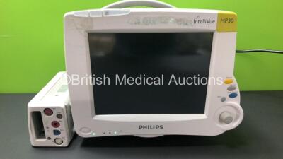 1 x Philips IntelliVue MP30 Patient Monitor *Mfd 2008* (Powers Up with Blank Screen and Alarm) with 1 x Philips IntelliVue X2 Touchscreen Module *Mfd 2008* (Powers Up)