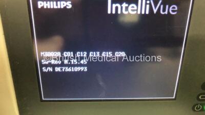 1 x Philips IntelliVue MP30 Patient Monitor *Mfd 2008* (Powers Up with Blank Screen and Alarm) with 1 x Philips IntelliVue X2 Touchscreen Module *Mfd 2008* (Powers Up) - 5