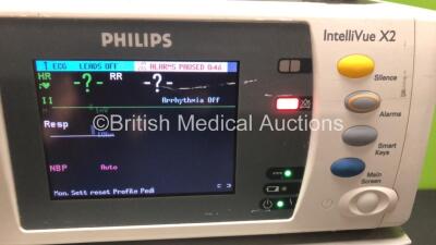 2 x Philips IntelliVue X2 Handheld Patient Monitors Including ECG, SpO2, NBP, Temp, and Press Options Software Revision F.01.47 - H.15.45 *Mfd 2011 - 2009* (Both Power Up) - 5