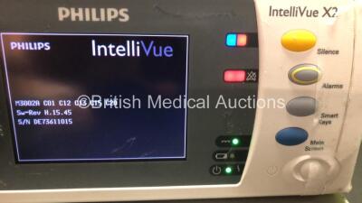 2 x Philips IntelliVue X2 Handheld Patient Monitors Including ECG, SpO2, NBP, Temp, and Press Options Software Revision H.15.45 - H.15.36 *Mfd 2012 - 2008* (Both Power Up) - 4