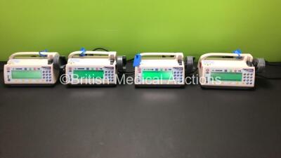 4 x Smiths Medfusion 3500 Syringe Pumps Version V3.0.6 (All Power Up with 1 x Alarm)
