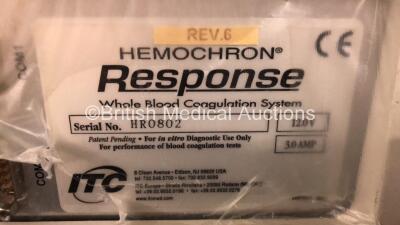 2 x Hemochron Response Whole Blood Coagulation Systems (1 x Powers Up, 1 No Power - Damaged Power Port) - 3
