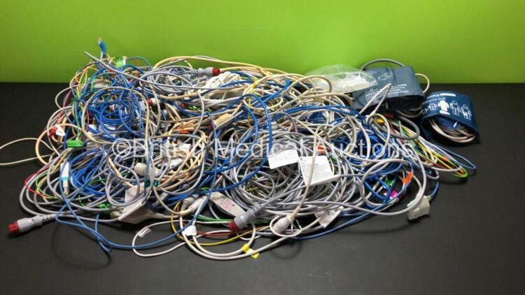 Job Lot of Patient Monitoring Leads Including Philips and Edwards Lifesciences ECG Leads, BP Cuffs and Finger Sensors