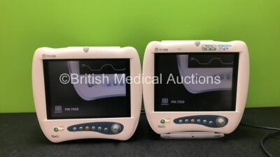 2 x Mindray PM-7000 Patient Monitors with with ECG, T1, T2, IBP1, IBP2, SPO2, CO and NIBP Options (Both Power Up) *SN CE8B110464, CE8A109460*