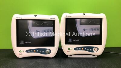 2 x Mindray PM-7000 Patient Monitors with with ECG, T1, T2, IBP1, IBP2, SPO2, CO and NIBP Options (Both Power Up with Some Missing Casing and Damaged Port - See Photo) *SN CA8109462 - CE80109458*