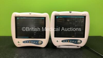 2 x Mindray PM-7000 Patient Monitors with with 2 x ECG, 2 xT1, T2, 1 x IBP1, 1 x IBP2, 2 x SPO2, 1 x CO and 2 x NIBP Options (Both Power Up with Some Missing Casing - See Photo) *SNCE8A109461 - CE78100967*