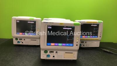 4 x Fukuda Denshi DS-7100 Patient Monitors Including ECG/RESP, SpO2, NIBP, TEMP, BP and Printer Options (All Power Up)