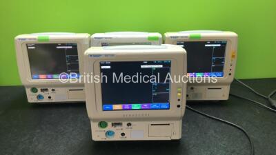 4 x Fukuda Denshi DS-7100 Patient Monitors Including ECG/RESP, SpO2, NIBP, TEMP, BP and Printer Options (All Power Up)