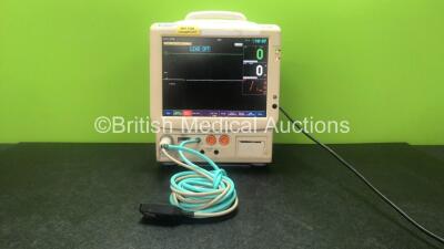 Fukuda Denshi DS-7200 Patient Monitor Including ECG/RESP, SpO2, NIBP, BP1, BP2, TEMP1, TEMP2 and Printer Options with 1 x BP Hose and 1 x ECG Trunk Cable (Powers Up)