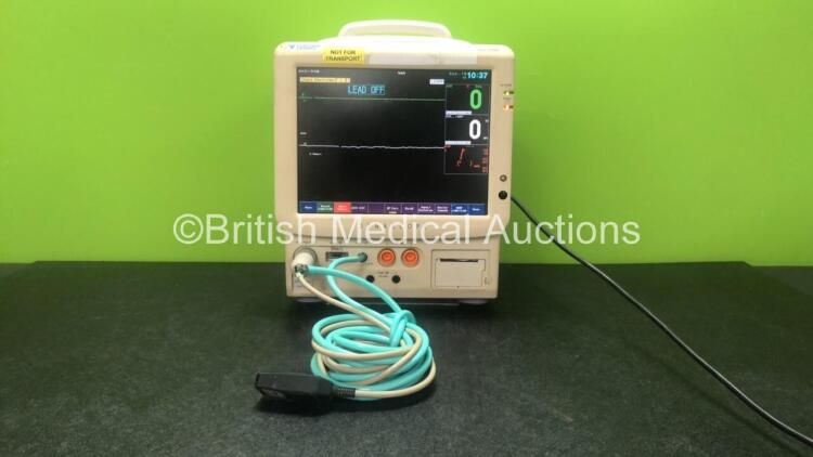 Fukuda Denshi DS-7200 Patient Monitor Including ECG/RESP, SpO2, NIBP, BP1, BP2, TEMP1, TEMP2 and Printer Options with 1 x BP Hose and 1 x ECG Trunk Cable (Powers Up)