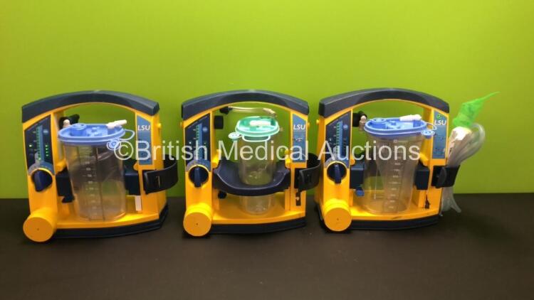 3 x Laerdal Suction Units with 3 x Suction Cups and 3 x Lids (All Power Up with Some Missing Front Casing - See Photos) *782714699817 - 78161355998 - 7811179920*