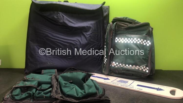 Mixed Lot Including 1 x Ambulance First Aid Carry Rucksack, 4 x Patient Transfer Boards, 1 x Ambulance Vest and 2 x Lewis Pelvic Applicator 700 Boards