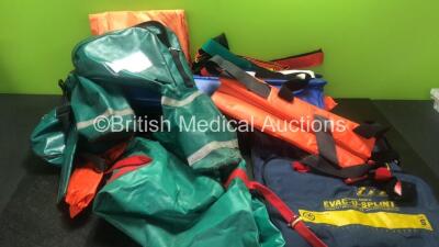 Mixed Lot Including 2 x Hartwell Evac U Splints, 3 x Carry Bags, 4 x Straps and 4 x Splints