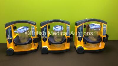 3 x Laerdal Suction Units with 3 x Suction Cups and 3 x Lids (All Power Up with 1 x Cracked Casing - See Photo) *78090957273 - 78151184257 - 78090957323*