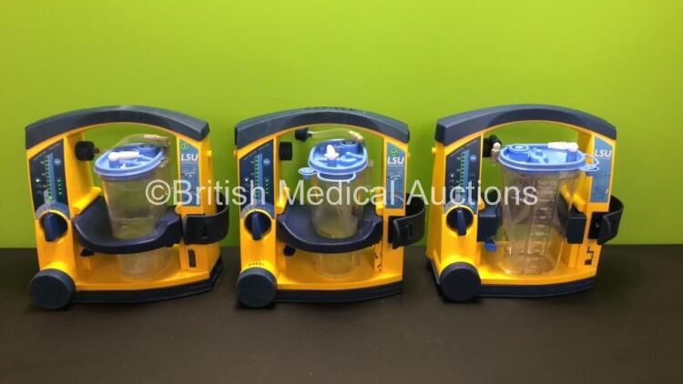 3 x Laerdal Suction Units with 3 x Suction Cups and 3 x Lids (All Power Up) *78252087364 - 78090957255 - 78021069236