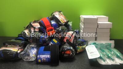 Mixed Lot Including 6 x Intersurgical i-gel Resus Packs *Exp 06-2023* 34 x Airflo 24 Charging Power Supplies and Large Quantity of SAM Pelvic Sling II Patient Buckles