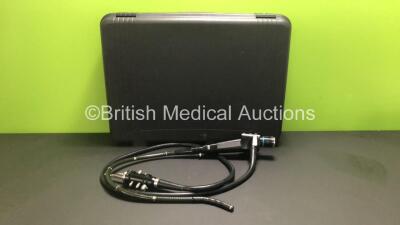 Olympus CF-P10S Sigmoidoscope in Case - Engineer's Report : Optical System - 1 Broken Fiber, Mist Image and Condensation, Angulation - Play in Controls, Insertion Tube - Hood Missing, Light Transmission - No Fault Found, Channels - No Fault Found, Leak Ch