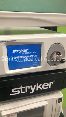 Stryker Stack Trolley Including Stryker Vision Elect HDTV Surgical Viewing Monitor,Stryker Pneumo Sure High Flow Insufflator,Stryker SDC Ultra HD Information Management System *Hard Drive Removed*,Stryker 1288 HD Camera Control Unit,Stryker 1288 HD Camera - 3