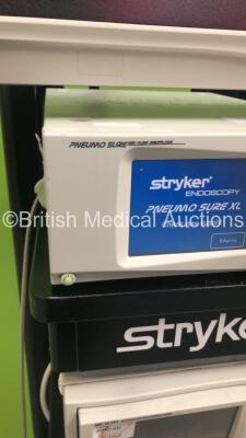 Stryker Stack Trolley Including Stryker Vision Elect HDTV Surgical Viewing Monitor,Stryker Pneumo Sure High Flow Insufflator,Stryker SDC Ultra HD Information Management System *Hard Drive Removed*,Stryker 1288 HD Camera Control Unit,Stryker 1288 HD Camera - 4