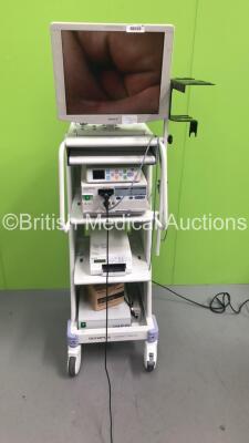 Olympus Compact Stack Trolley Including Sony LCD Monitor,Olympus OTV-SI Digital Processor,Olympus OTV-S7 Camera Head,Medicapture MediCap USB200 Unit,Light Source Cable and Sony Color Video Printer UP-25MD (Powers Up) * SN 7325567 / 3002785 / 7356114 *