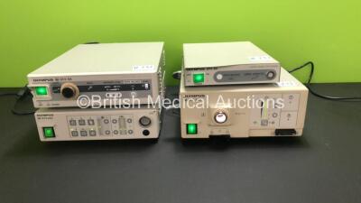 Job Lot Including 1 x Olympus OTV-SC Digital Signal Processing Camera Control Unit, 1 x Olympus OES CLV-S20 Light Source, 1 x Olympus OES OTV-S6 Advanced Digital Multi Processor and 1 x Olympus OES OTV-SX2 Camera Control Unit (All Power Up)