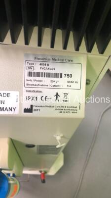 3 x Fresenius Medical Care 4008 S Dialysis Machines Software Versions 4.5 - Running Hours 09377 / 09139 / 19566 (1 x Powers Up,1 x Powers Up with Alarm,1 x Unable to Power Up Due to No Input-2 x Incomplete-See Photos) *GH* - 8