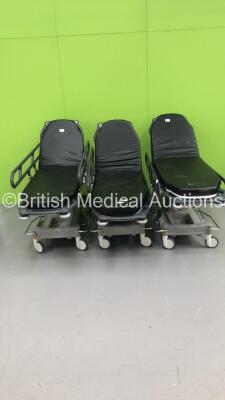 3 x Anetic Aid QA3 Hydraulic Patient Trolleys with Mattresses (Hydraulics Tested Working) * Asset No FS 0029114 / FS 0029115 / FS 0029113 *