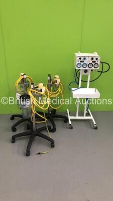 Mixed Lot Including 1 x Anetic Aid Ltd APT MK 3 Tourniquet with Hoses and 3 x OxyLitre Regulators on Stans with 4 x Suction Cups and Hoses * Asset No FS0174827 *