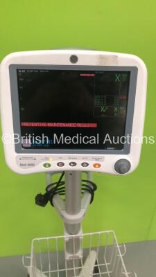 GE Dash 4000 Patient Monitor on Stand with BP1/3,BP2/4,SpO2,Temp/CO,NBP and ECG Options (Powers Up) - 2