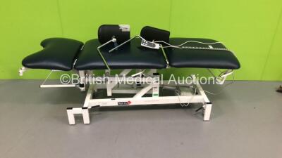 Medi-Plinth Electric 3-Way Gyne/Patient Examination Couch with Controller and Stirrups (Powers Up and Tested Working) * Asset No FS 0100220 *
