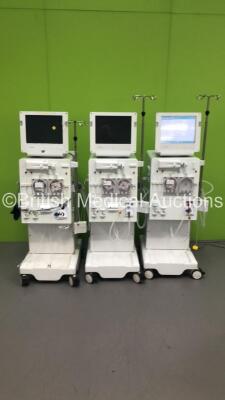 3 x B-Braun Dialog+ Dialysis Machines Software Version 8.2A - Running Hours 20642 with Hoses (1 x Powers Up - 2 x Power Up with Alarms)