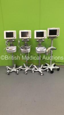 4 x Drager Infinity Delta Patient Monitors on Stands with MemoMed 1, MultiMed, Aux/Hemo2, Aux/Hemo3 and Selection of Leads / Cables (All Power Up - 1 x Error Message Displayed - See Pictures) *S/N 5399410662 / 5399447150 / 5399485447 / 539977349*