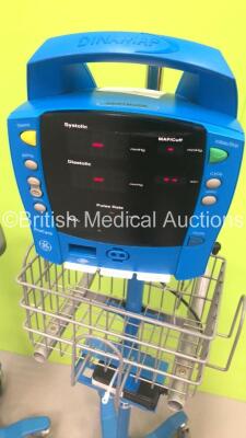 4 x GE Dinamap Procare Vital Signs Monitors on Stands (All Power Up - 1 x with Error Message - See Pictures) - 5