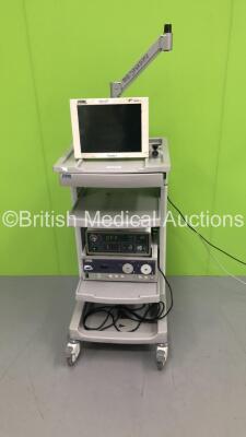 Karl Storz Stack Trolley Including Storz 200903 31 Monitor,Hi-Tec OP Insufflator 1200 and Storz Pulsar 201400 20 Light Source Unit (2 x Powers Up,Unable to Power Test Monitor-Error Code On Light Source-See Photos)