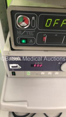 Karl Storz Stack Trolley Including Storz 200903 31 Monitor,Hi-Tec OP Insufflator 1200 and Storz Pulsar 201400 20 Light Source Unit (2 x Powers Up,Unable to Power Test Monitor-Error Code On Light Source-See Photos) - 4