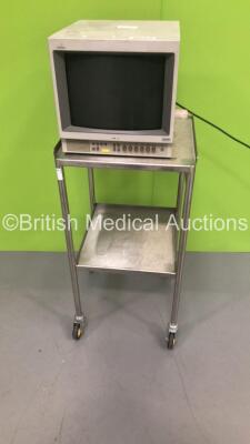Sony Trinitron Monitor on Stainless Steel Trolley (Powers Up)