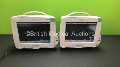 2 x Philips IntelliVue MP50 Patient Monitors Ref 862116 (Both Power Up-Marks to Screen-See Photos) * Mfd 2010 / 2009 *