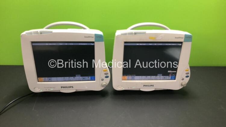 2 x Philips IntelliVue MP50 Patient Monitors Ref 862116 (Both Power Up-Marks to Screen-See Photos) * Mfd 2010 / 2009 *